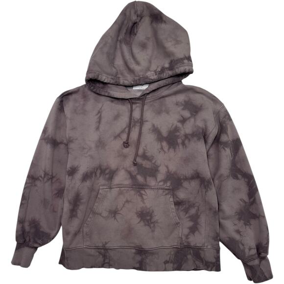 Tna Aritzia Hoodie Womens 2 Medium Gray Tie Dye Pullover Kangaroo Pocket Fleece - Picture 1 of 15